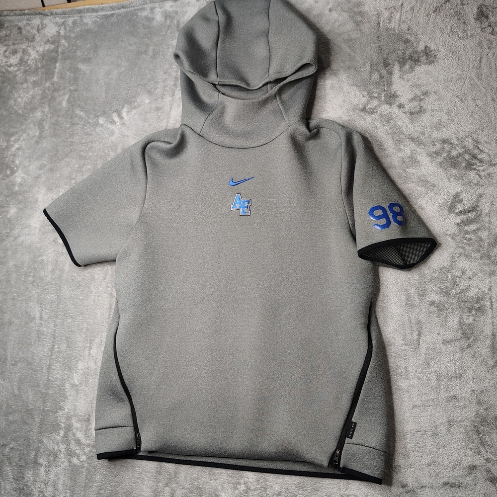 Air Force Nike Repel Short Sleeve Hoodie Men Medium Gray On Field Half Zip Lined